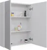 An open white cabinet with shelves displaying various toiletries and cosmetic items. Náhled obrázku produktu