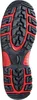 The sole of a black and red work boot is shown against a white background. Produktbild-Vorschau