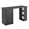 A dark gray desk with drawers and shelves against a white background. Podgląd zdjęcia produktu