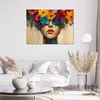 Quadro su tela Astratto Donna con fiori sulla testa 120x80 Anteprima dell’immagine prodotto 2