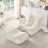 Relaxsessel mit Fußhocker Beige Teddyfell – Weiches Lazy Produktbild-Vorschau 14
