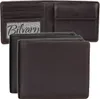 A stack of three wallets in different colors, with the top wallet open to show its interior. Produktbild-Vorschau