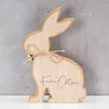 Osterhase Frohe Ostern Deko Hase H20cm MDF Holz Natur Figur Produktbild-Vorschau 2