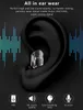 A close-up of a silver earbud placed in a black ear model, with sound wave graphics on the sides and feature icons at the bottom. Náhled obrázku produktu