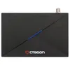 A black satellite receiver with a blue LED strip and the brand logo. Produktbild-Vorschau