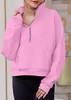 ASKSA Sweatshirt femme col montant zippé pull uni polaire Voir les images du produit 2
