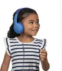 A young girl wearing headphones and a striped shirt. Produktbild-Vorschau