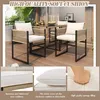 A collage of images showing a patio furniture set with cushions, highlighting its features. Produktbild-Vorschau
