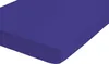 A close-up, angled view of a plain blue fitted sheet. Produktbild-Vorschau