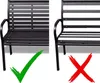 Two black benches are shown side-by-side, one with a green checkmark and the other with a red X. Produktbild-Vorschau