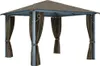 vidaXL Pavillon mit Vorhang 300x300 cm Taupe Aluminium Produktbild-Vorschau 3