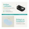 A diagram and text explaining the dimensions and installation of a black corner wall-mounted washbasin. Anteprima dell’immagine prodotto