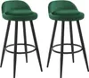 Two dark green velvet bar stools with black metal legs are shown against a white background. Náhľad obrázku produktu