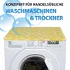 A yellow cover with a floral pattern is placed on top of a white washing machine. Anteprima dell’immagine prodotto