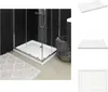 A collage of images showing a rectangular shower tray in a modern bathroom setting and separate views of the shower tray. Anteprima dell’immagine prodotto