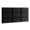 A close-up, angled view of a black upholstered headboard panel with a grid pattern. Anteprima dell’immagine prodotto