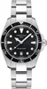 A close-up studio shot of a silver and black wristwatch. Produktbild-Vorschau
