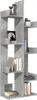 A tall, narrow bookshelf with a concrete-like finish, displaying various decorative items and books. Produktbild-Vorschau