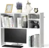 A white desk organizer shelf unit with a computer monitor and keyboard on the bottom shelf, and various decorative items and books on the upper shelves. Náhled obrázku produktu