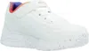 A white sneaker with rainbow speckles on the sole and a rainbow accent on the heel. Produktbild-Vorschau