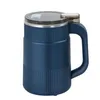 A blue electric grinder with a transparent lid and a handle, shown against a white background. Produktbild-Vorschau