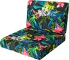 A two-piece cushion set with a tropical floral pattern on a black background. Náhled obrázku produktu