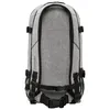 The back view of a gray backpack with black accents. Produktbild-Vorschau