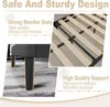 Collage showing details of a bed frame, including its legs and wooden slats. Produktbild-Vorschau