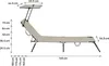 A diagram showing the dimensions of a foldable sun lounger with a sunshade. Produktbild-Vorschau