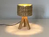 Kleine Boho Tischlampe mit Holz Dreibein & E14 Schirm Produktbild-Vorschau 3