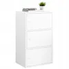 A white three-door cabinet with books and a plant on top. Produktbild-Vorschau