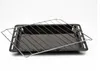 A black oven tray with a silver wire rack placed on top, set against a white background. Produktbild-Vorschau