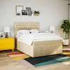 Boxspringbett mit Matratze Creme 140x200 cm Stoff Produktbild-Vorschau 5