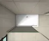 A top-down view of a shower tray and a glass shower screen in a tiled bathroom. Produktbild-Vorschau