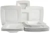A collection of white square plates and bowls stacked and arranged. Náhľad obrázku produktu