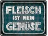 Fleisch ist mein Gemüse Metallschild in blau Wurst Essen Produktbild-Vorschau 1