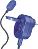 A blue electrical plug with an open socket cover and a connected cable with a float switch. Produktbild-Vorschau
