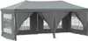 A gray party tent with windows and side walls, shown from the front. Produktbild-Vorschau
