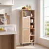 COSTWAY Sideboard, Küchenschrank mit 2 Rattantüren & 5 Produktbild-Vorschau 9