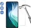 A smartphone screen protector is shown being hit by a hammer to demonstrate its durability. Icons indicating features are present. Produktbild-Vorschau