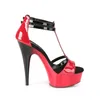 DELIGHT-663 Damen Sandale von Pleaser, Rot-Schwarz EU 40, Produktbild-Vorschau 5