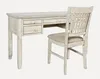 A white wooden desk and chair set. Produktbild-Vorschau