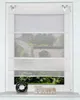 A window with white blinds and a view of greenery and a stone structure outside. Decorative items are on the windowsill. Produktbild-Vorschau
