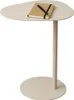 A beige side table with a notebook and pen on top, isolated on a white background. Produktbild-Vorschau