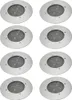 A collection of eight round, stainless steel solar ground lights arranged in a grid. Produktbild-Vorschau