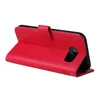 A red flip cover case for a smartphone, shown from the side with the cover open. Produktbild-Vorschau