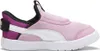 A side view of a pink and purple Puma slip-on sneaker for children. Podgląd zdjęcia produktu