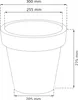 A line drawing of a plant pot with dimensions indicated. Náhľad obrázku produktu