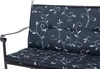 A close-up view of a dark blue bench cushion with a white vine and leaf pattern. Produktbild-Vorschau