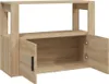 A wooden sideboard with two doors, one of which is open. Podgląd zdjęcia produktu